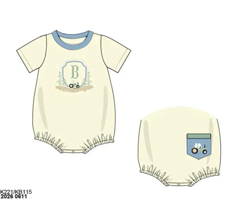 Pre Order 147: Tractor Crest- Boys Knit Bubble