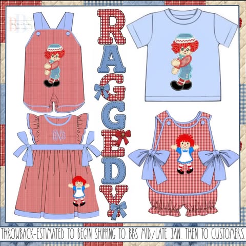 Throwback Pre Order: Raggedy- Girls Woven Bubble Short Set