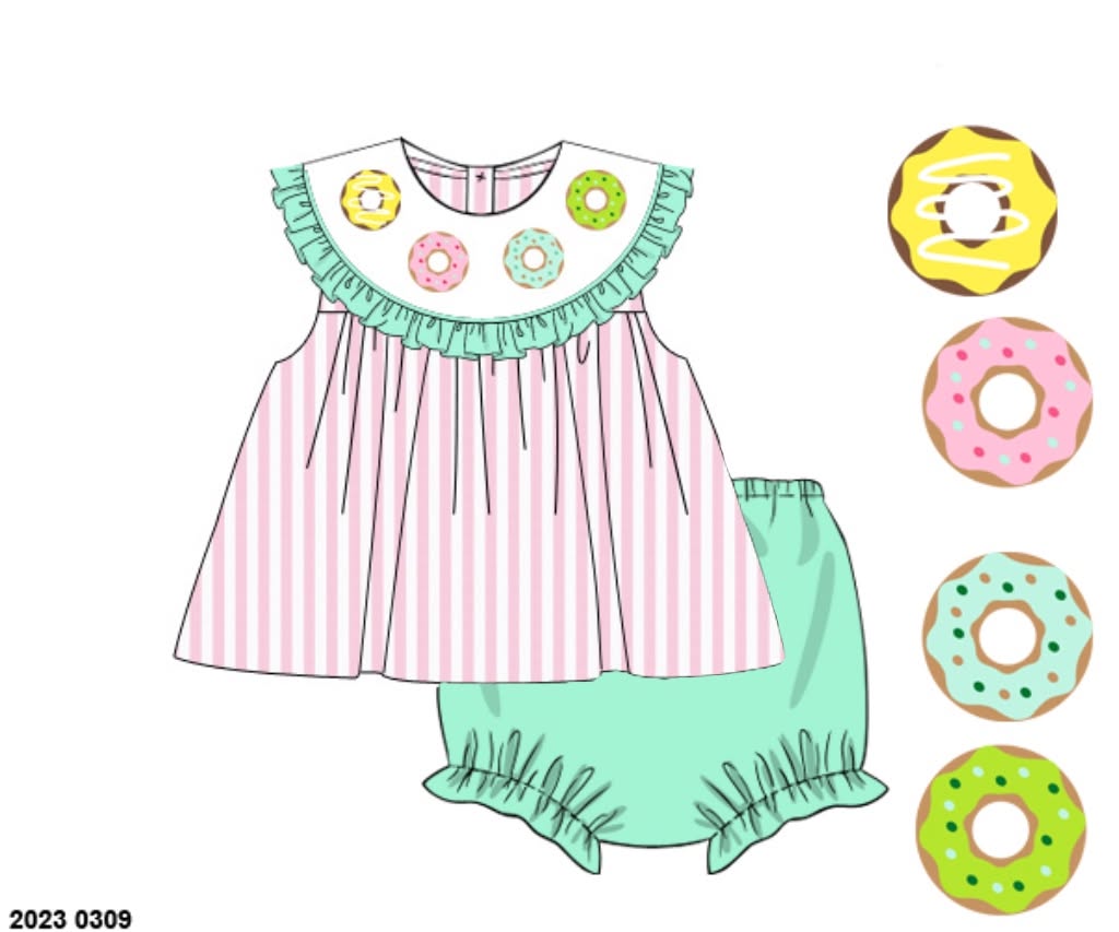 Throwback Pre Order: Donut Shop- Girls Knit Bloomer Set