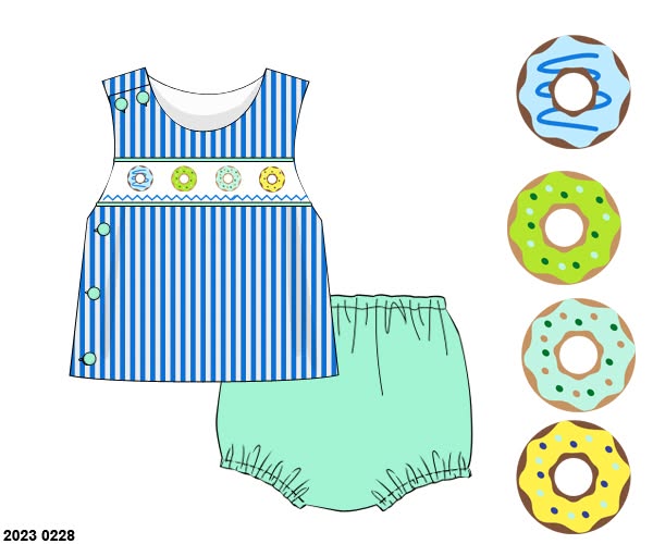 Throwback Pre Order: Donut Shop- Boys Knit Diaper Set