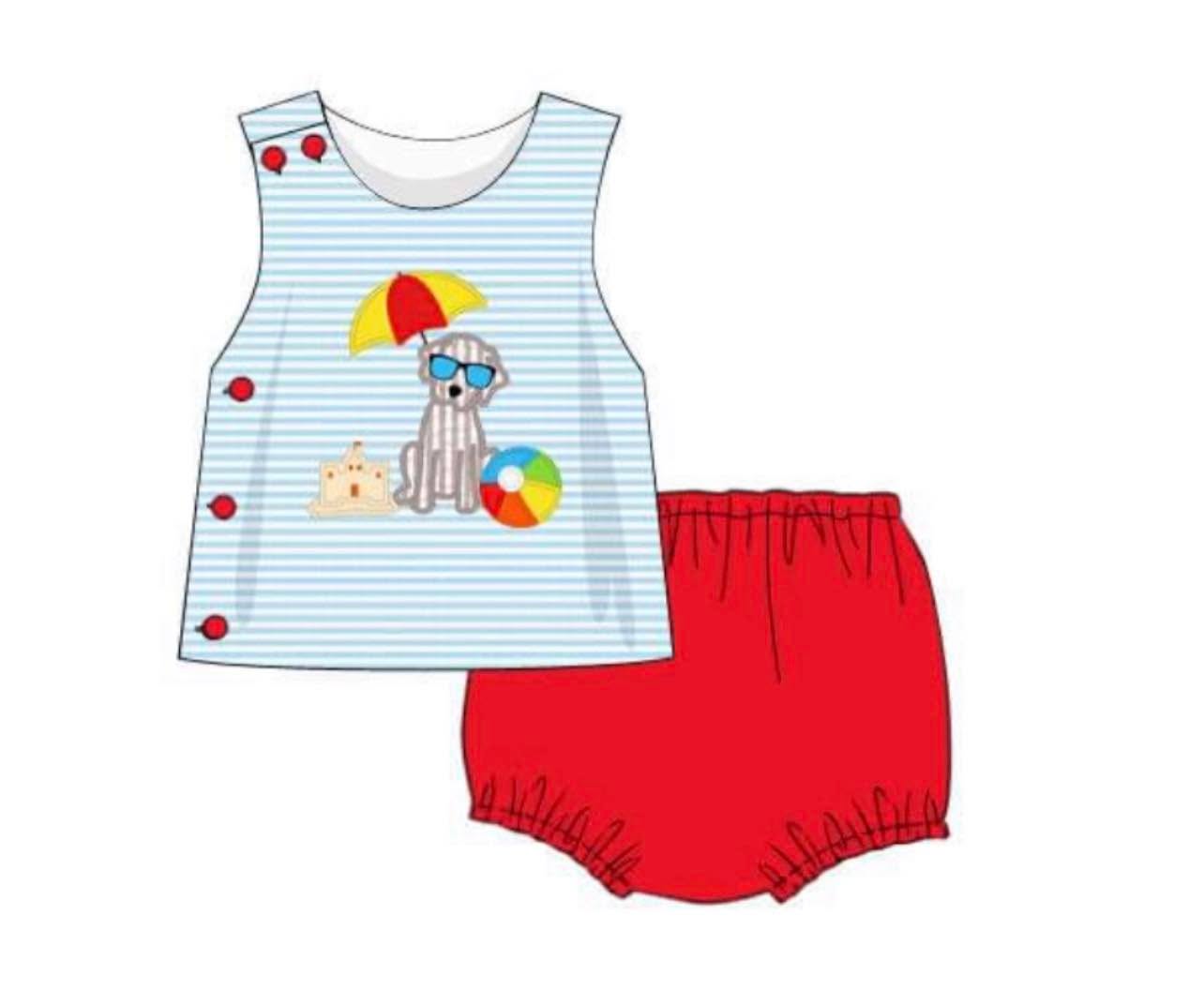 Throwback Pre Order: Beach Puppy- Boys Knit Diaper Set