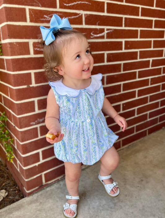 RTS: Charlie Floral & Stripes- Girls Knit Bubble