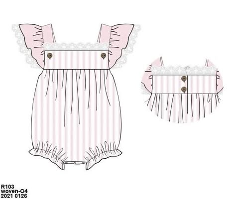 Throwback Pre Order: Girls Only- Pink Stripe Woven Bubble
