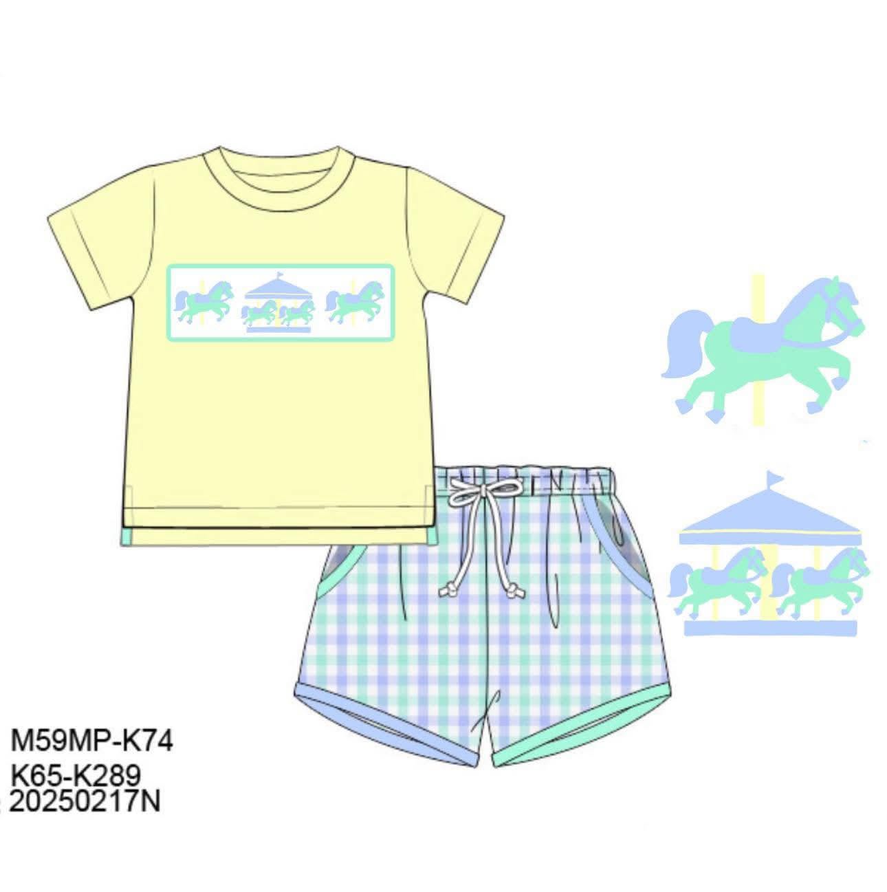 Throwback Pre Order: Carousel- Boys Woven Shortie Set