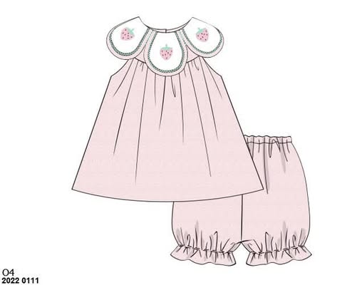 Throwback Pre Order: Girls Only- Strawberry Swiss Dot Bubble Short Set