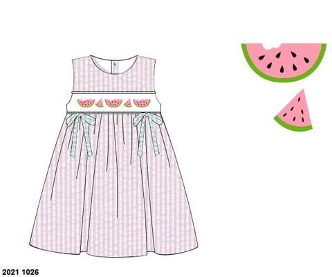 Throwback Pre Order: Girls Only- Watermelon Seersucker Dress