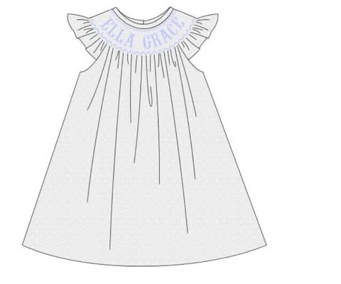 Throwback Pre Order: Girls Only- Swiss Dot Name Smock Dress