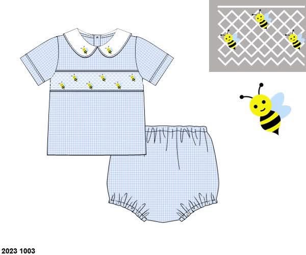 Throwback Pre Order: Busy Bees- Boys Woven Diaper Set