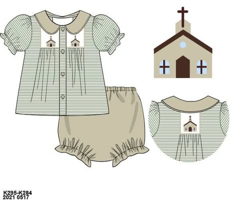 Throwback Pre Order: Chapel Charm- Girls Knit Bloomer Set