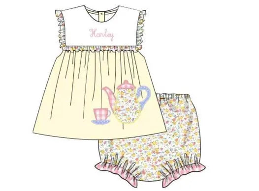 Throwback Pre Order: Girls Only- Tea Pot Woven Bloomer Set