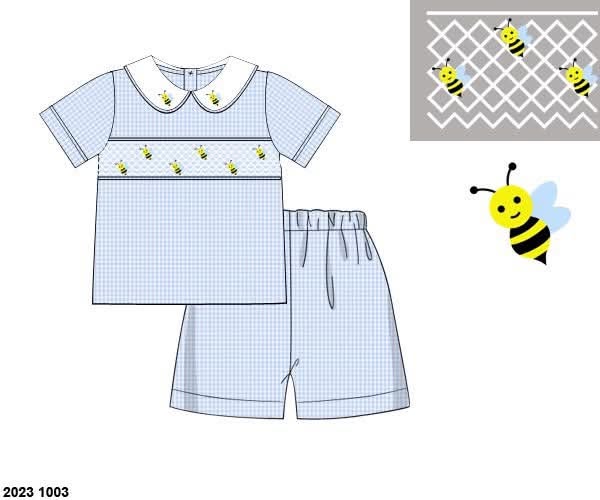 Throwback Pre Order: Busy Bees- Boys Woven Short Set