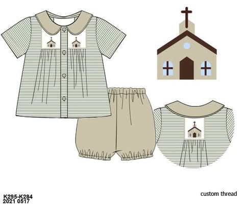 Throwback Pre Order: Chapel Charm- Boys Knit Bubble Short Set