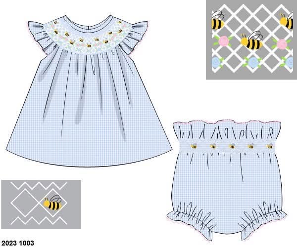 Throwback Pre Order: Busy Bees- Girls Woven Bloomer Set
