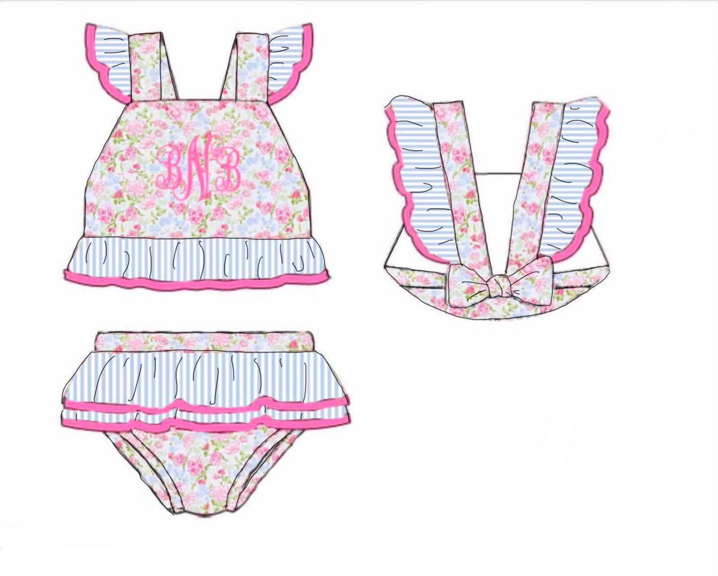 Pre Order 148: Aster & Lane- Girls 2pc Rashguard Swim