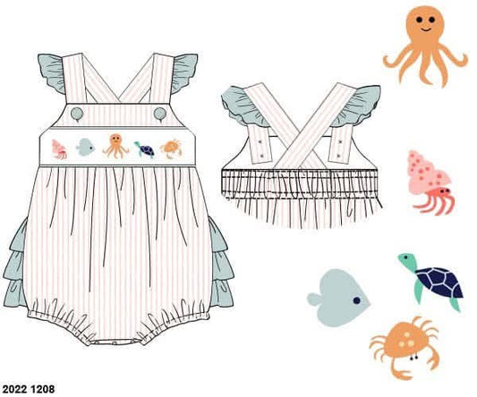 Pre Order 152: Under The Sea- Girls Smocked Bubble