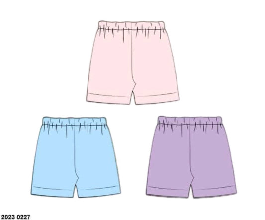 Pre Order 136: 3pc Bottom Packs- Girls Light Pink, Light Blue, & Lavander Biker Shorts