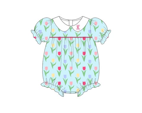 Special Pricing Presale: Tabby's Tulips & Trevor Plaid- Girls Knit Bubble