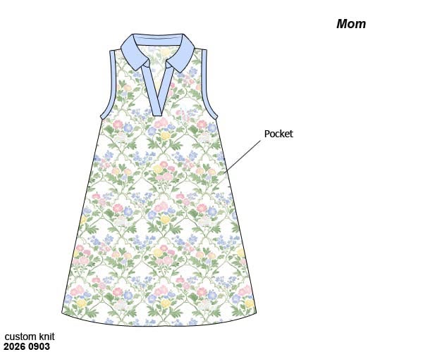 Pre Order 149: Mary-Keene Floral & Stripes- Mom/Mini Knit Dress