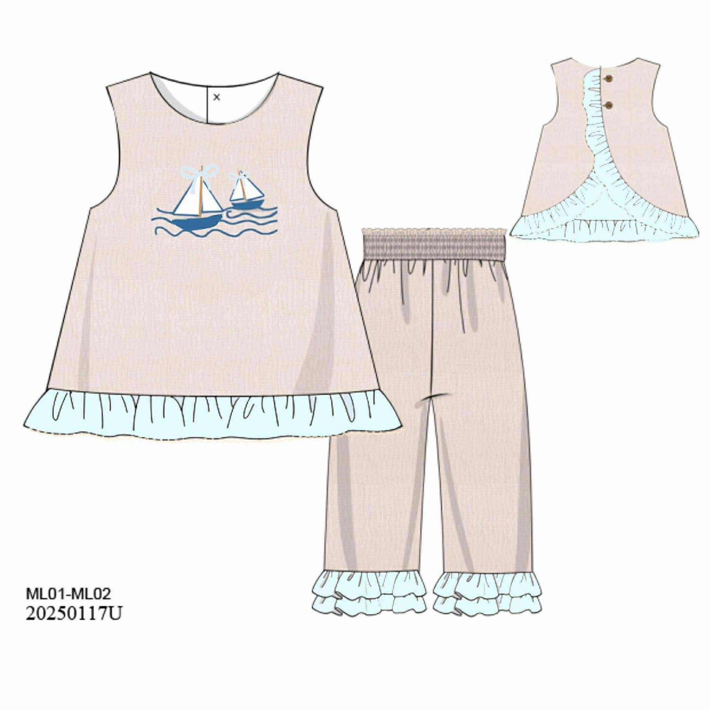 Pre Order 136: Driftwood- Girls Muslin Pant Set