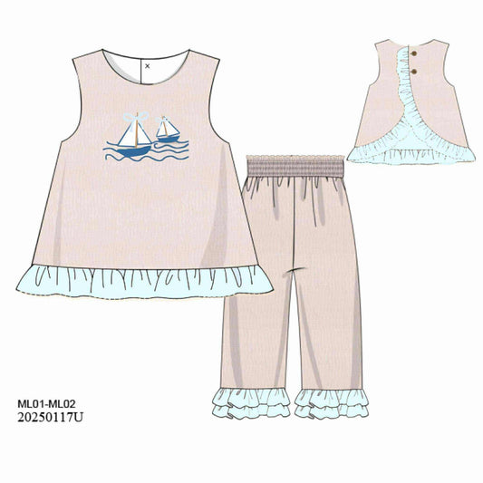 Pre Order 136: Driftwood- Girls Muslin Pant Set