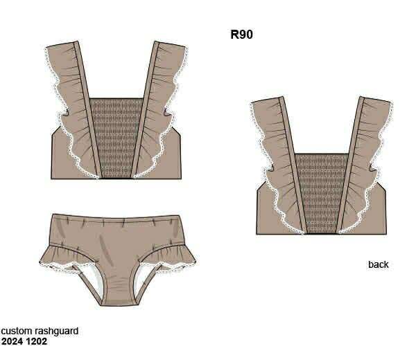 Pre Order 136: Driftwood- Girls Smocked Rashguard 2pc Swim