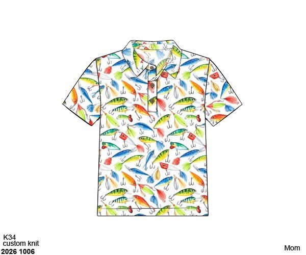 Pre Order 152: Boys Only- Fishing Lure Knit Polo