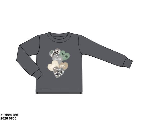 Pre Order 146: Valentines- Boys Candy Hearts Knit Shirt