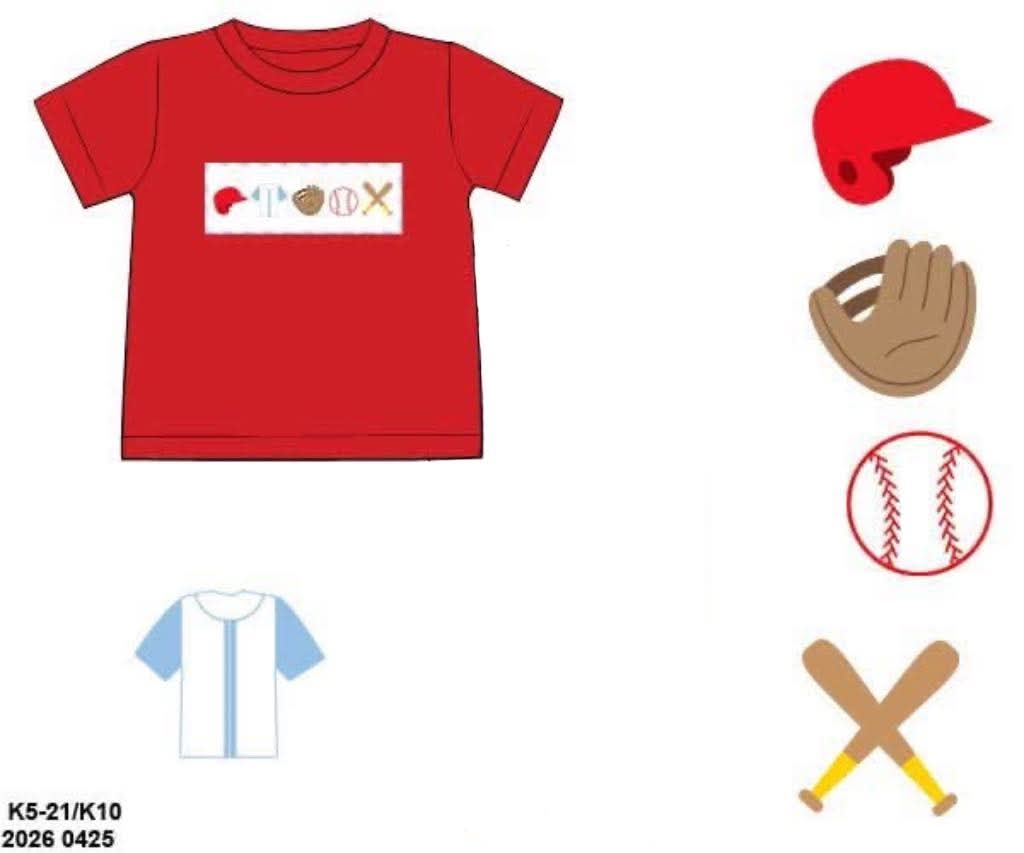 Pre Order 146: Sports- Boys Smocked Baseball Knit Shirt