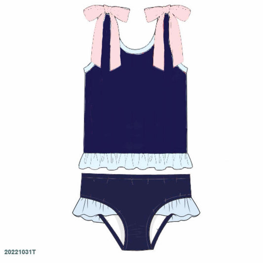 RTS: Navy Swim- Girls 2pc Sleeveless Rash Guard Swim