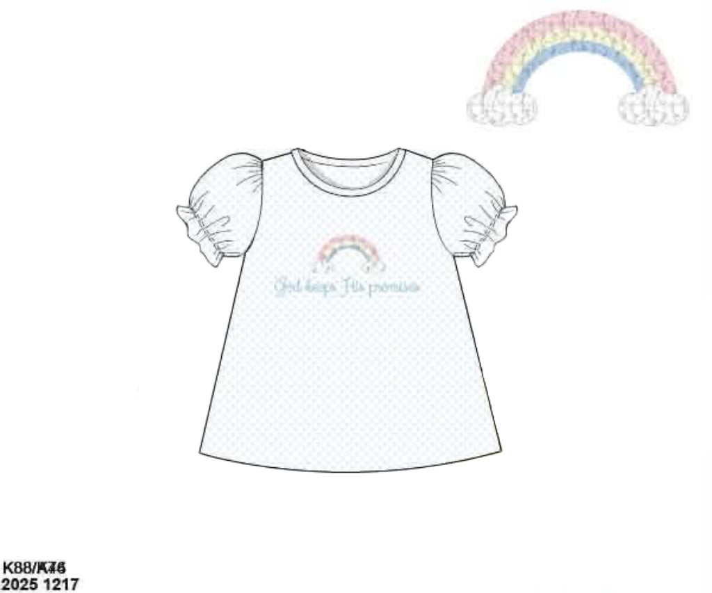 Pre Order 139: God's Promise- Girls Knit French Knot Shirt