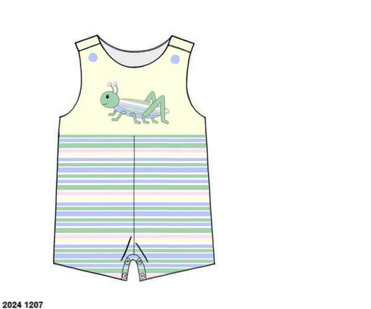 Pre Order 149: Mary-Keene Floral & Stripes- Boys Knit Angled Shortall