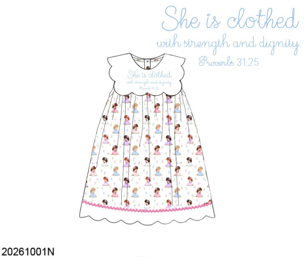 Pre Order 151: Little Hands, Big Prayers- Girls Knit Dress