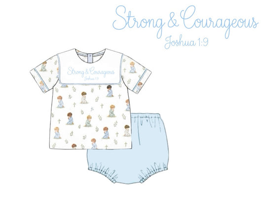 Pre Order 151: Little Hands, Big Prayers- Boys Knit Diaper Set