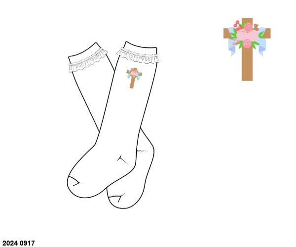 Pre Order 148: Cross Name Smocks- Girls Socks