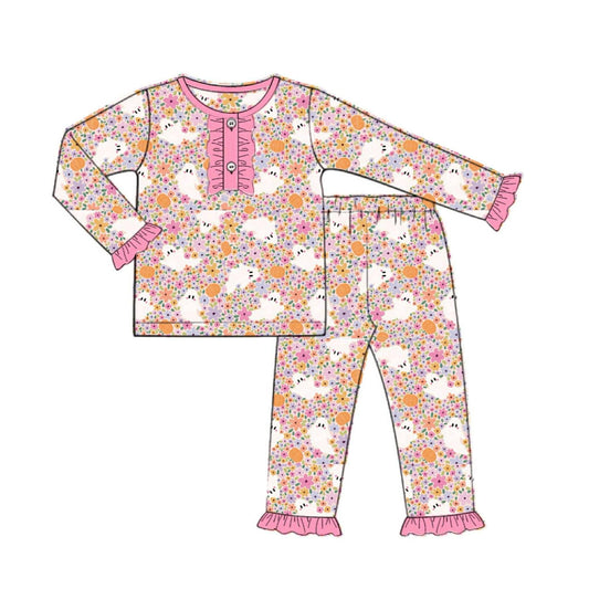 RTS: Halloween Lounge- Girls Floral Ghost 2pc Lounge