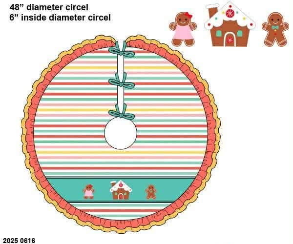 *CHRISTMAS RTS: Gingerbread- Appliqué Tree Skirt