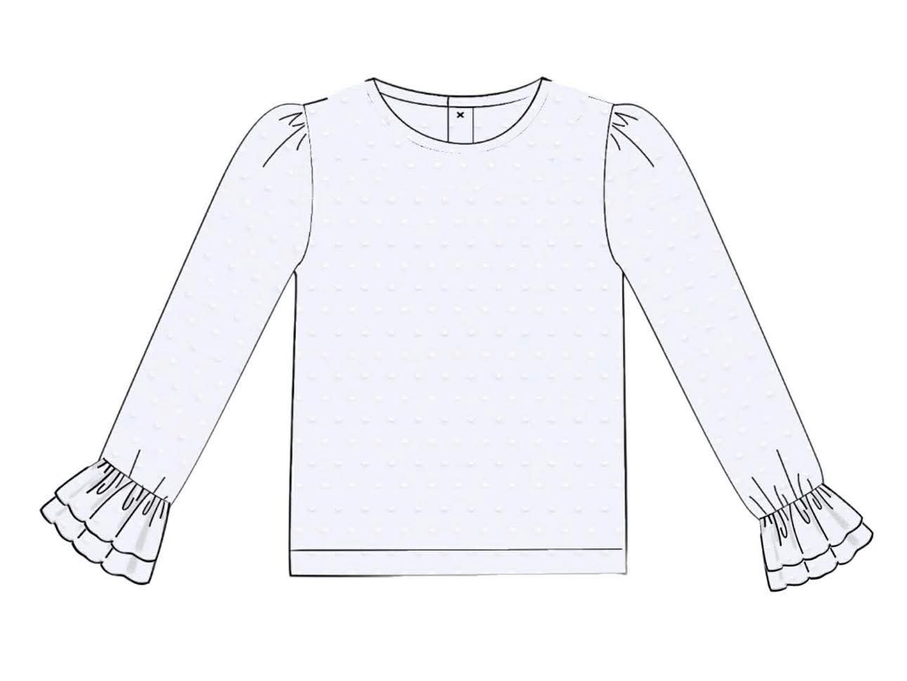 Pre Order 147: Girls White Swiss Dot Layering Shirt