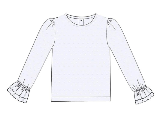 Pre Order 147: Girls White Swiss Dot Layering Shirt