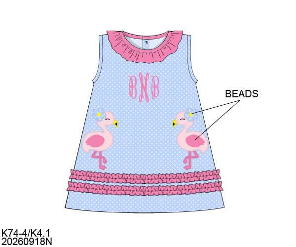 Pre Order 150: Flock of Fun- Girls Knit Dress