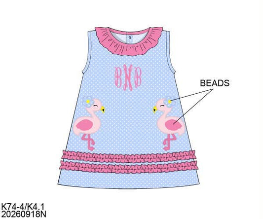 Pre Order 150: Flock of Fun- Girls Knit Dress