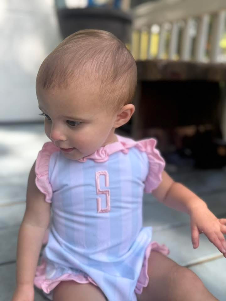 RTS: Pastel Stripes- Girls Woven Sunsuit (Without Monogram)