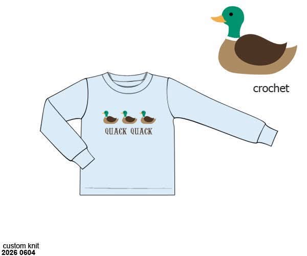 Pre Order 146: Boys Only- Crochet Mallard Knit Shirt