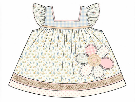 Honey 3: Homestead- Flowers: Girls Woven Applique Top