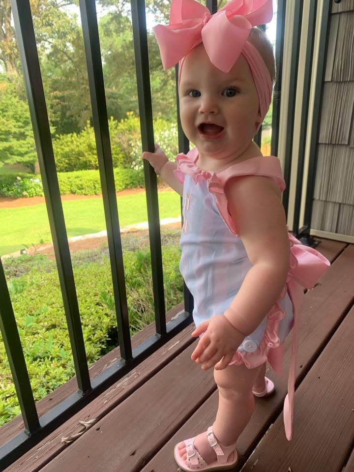 RTS: Pastel Stripes- Girls Woven Sunsuit (Without Monogram)