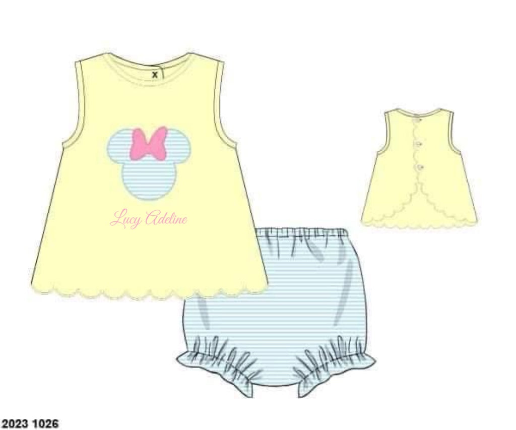 RTS: Spring Mouse-Girls Knit Diaper Set “Lucy Adeline”