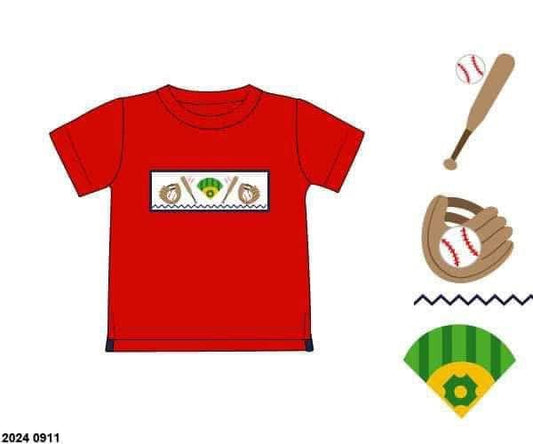 Pre Order 149: Homerun- Boys Smocked Shirt