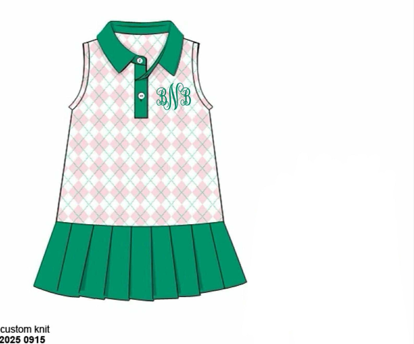 Pre Order 133: Country Club Prep- Girls Knit Tennis Dress