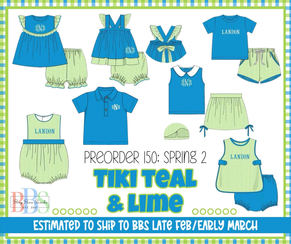 Pre Order 150: Tiki Teal & Lime- Boys Knit Polo