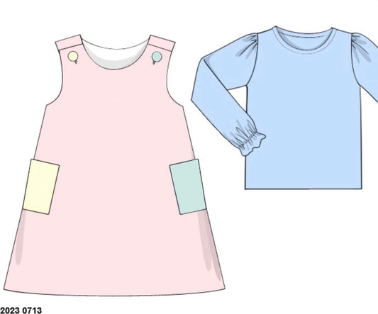 RTS: Winter Colorblock- Girls Knit 2pc Dress