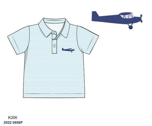 RTS: Polo Collection- Boys Embroidered Airplane Shirt
